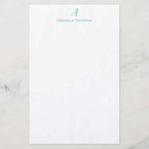 Modernes Monogram Turquoise Personal Stationery  Briefpapier