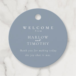 Modernes Monogram Wappen Dusty Blue Wedding Willko Geschenkanhänger