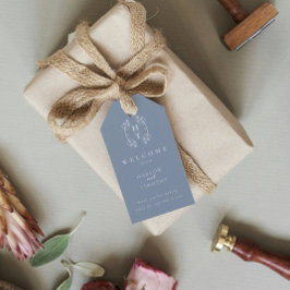 Modernes Monogram Wappen Dusty Blue Wedding Willko Geschenkanhänger