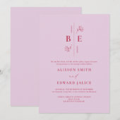 Modernes Monogram Wappen Lavender Magenta Wedding Einladung (Vorne/Hinten)