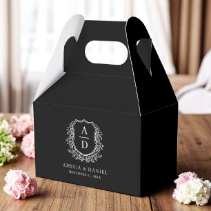 Modernes Monogram Wedding Black Wappen Modernes Geschenkschachtel