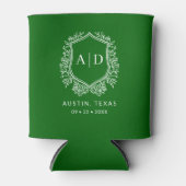 Modernes Monogram Wedding Emerald Green Wappen Dosenkühler (Vorderseite)
