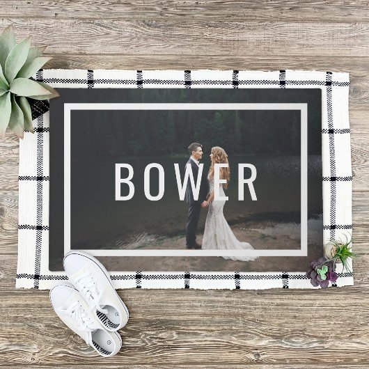 Modernes Monogram Wedding Foto Doormat Fußmatte