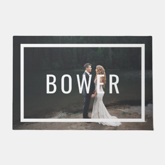Modernes Monogram Wedding Foto Doormat Fußmatte (Vorderseite)