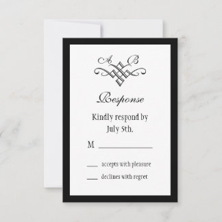 Modernes Monogram Wedding RSVP in Weiß Karte