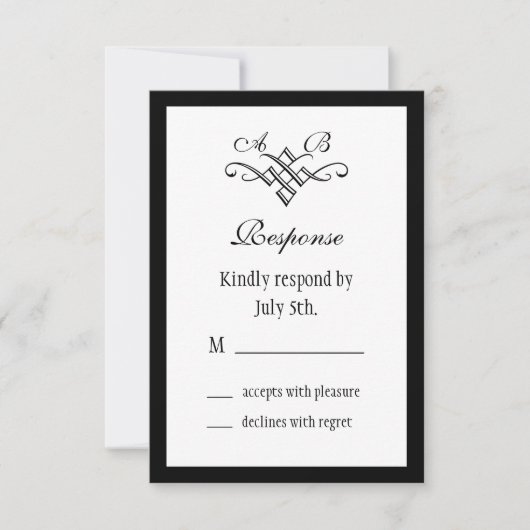 Modernes Monogram Wedding RSVP in Weiß Karte (Vorderseite)