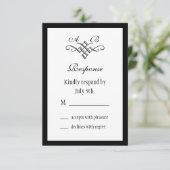 Modernes Monogram Wedding RSVP in Weiß Karte (Stehend Vorderseite)