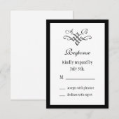 Modernes Monogram Wedding RSVP in Weiß Karte (Vorne/Hinten)