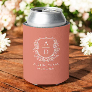 Modernes Monogram Wedding Terracotta Wappen Dosenkühler