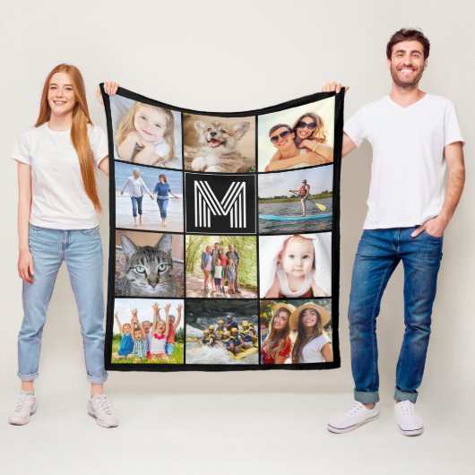 Modernes Monogramm 11 FotoCollage - benutzerdefini Fleecedecke (Beispiel)
