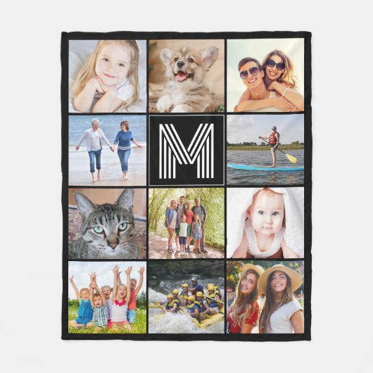 Modernes Monogramm 11 FotoCollage - benutzerdefini Fleecedecke (Vorderseite)
