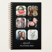 Modernes Monogramm 6 Foto Schwarz Planer (Vorderseite)