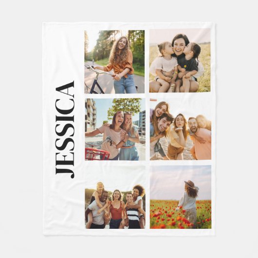 Modernes Monogramm 6 FotoCollage Fleecedecke (Vorderseite)