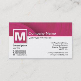 Modernes Monogramm - Abstrakte Räder - Crimson Visitenkarte