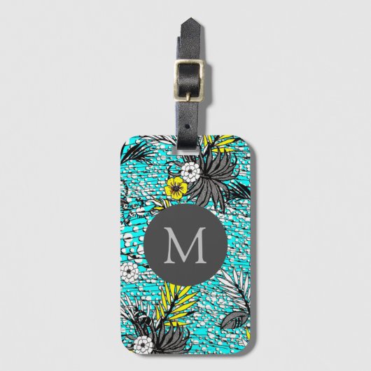 Modernes Monogramm Abstrakter Exotik Gepäckanhänger (Vorderseite Vertikal)