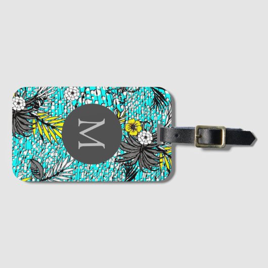 Modernes Monogramm Abstrakter Exotik Gepäckanhänger (Vorderseite (Horizontal))