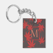 Modernes Monogramm-Ahornleaf Schlüsselanhänger (Vorderseite links)