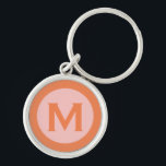 Modernes Monogramm Anfangsbuchstabe Rosa Orange Schlüsselanhänger<br><div class="desc">Moderner mit Monogramm Schlüsselanhänger mit Monogramm initial in klassischer Blocktypografie in Rosa und Orange.</div>