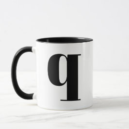 Modernes Monogramm Anfangsbuchstaben q Schwarz und Tasse
