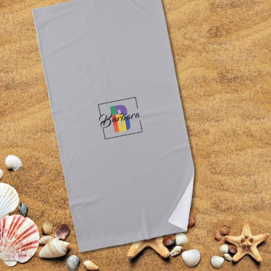Modernes Monogramm Anfangsfarbbuchstabe B hellgrau Strandtuch