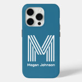 Modernes Monogramm Aquamarin Case-Mate iPhone Hülle (Rückseite)