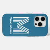Modernes Monogramm Aquamarin Case-Mate iPhone Hülle (Rückseite (Horizontal))
