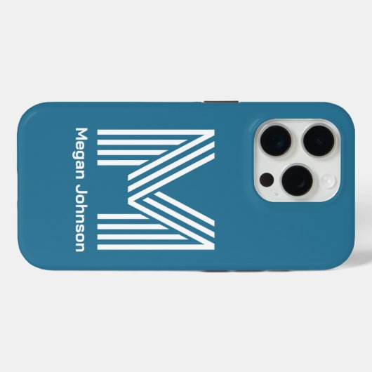 Modernes Monogramm Aquamarin Case-Mate iPhone Hülle (Rückseite (Horizontal))