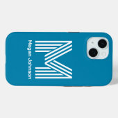 Modernes Monogramm Aquamarin Case-Mate iPhone Hülle (Rückseite (Horizontal))