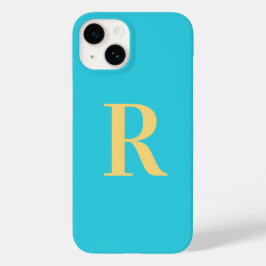 Modernes Monogramm Aquamarines Aqua Case-Mate iPhone 14 Hülle