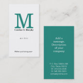Modernes Monogramm (Aquarell grün) Visitenkarte (Vorne/Hinten)