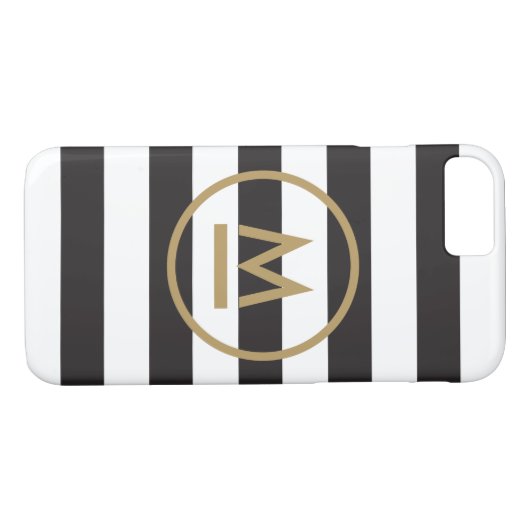 Modernes Monogramm auf fett Streifen Personalisier Case-Mate iPhone Hülle (Rückseite (Horizontal))