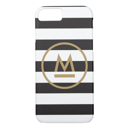 Modernes Monogramm auf fett Streifen Personalisier Case-Mate iPhone Hülle (Rückseite)