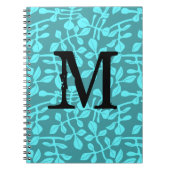 Modernes Monogramm auf stilisierten Aqua-Blätter Notizblock (Vorderseite)
