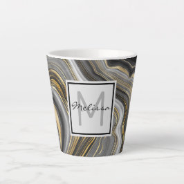 Modernes Monogramm aus Gold und Grau Agate Geode Milchtasse