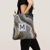 Modernes Monogramm aus Gold und Grau Agate Geode Tasche (Von Nahem)