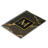 Modernes Monogramm aus Gold und schwarzem Marmor Notizblock (Linke Seite)