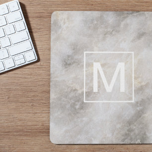 Modernes Monogramm aus grauem Marmor Mousepad