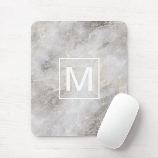 Modernes Monogramm aus grauem Marmor Mousepad (Mit Mouse)