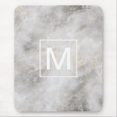 Modernes Monogramm aus grauem Marmor Mousepad (Vorne)