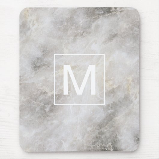 Modernes Monogramm aus grauem Marmor Mousepad (Vorne)