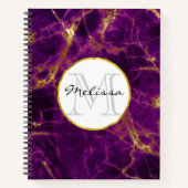 Modernes Monogramm aus Lila und Abstraktem Marmor Notizblock (Vorderseite)