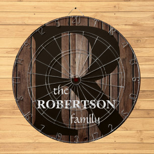 Modernes Monogramm aus rustikalem Holz Dartscheibe