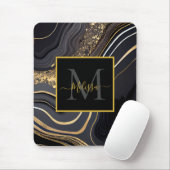 Modernes Monogramm aus Schwarz und Gold Mousepad (Mit Mouse)