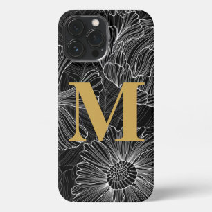 Modernes Monogramm aus Schwarz und Weiß iPhone 13 Pro Max Hülle