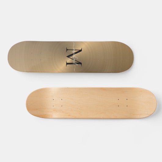 Modernes Monogramm aus vergoldetem Metall Skateboard (Horizontal)