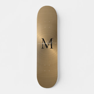 Modernes Monogramm aus vergoldetem Metall Skateboard