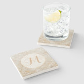 Modernes Monogramm aus Weiß und Gold Steinuntersetzer (Seitenansicht)