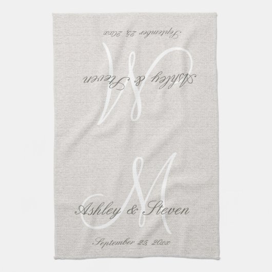 Modernes Monogramm | Beige Geschirrtuch (Vertikal)