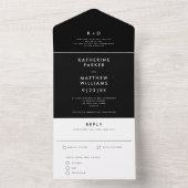 Modernes Monogramm benutzerdefiniertes Schwarz-Hoc All In One Einladung (Innen Boden)