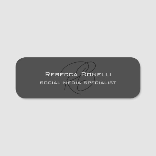 Modernes Monogramm Beruflich Grau Namensschild (Vorderseite)